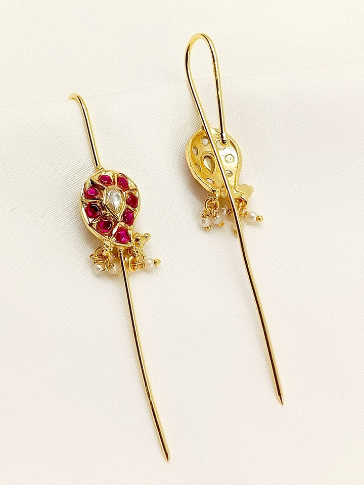 Vrutti Majenta Gold Plated Kundan Ear Cuff [ Price is for Pair ] - qivii