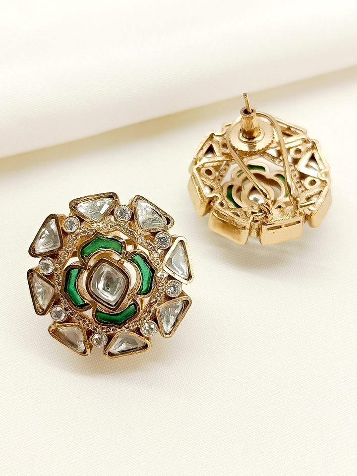  Gold plated brass metal Kundan Tops with secure back clip-on feature