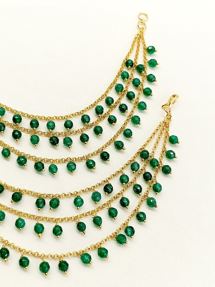 Shalvi Green Traditional Ear Chain - qivii