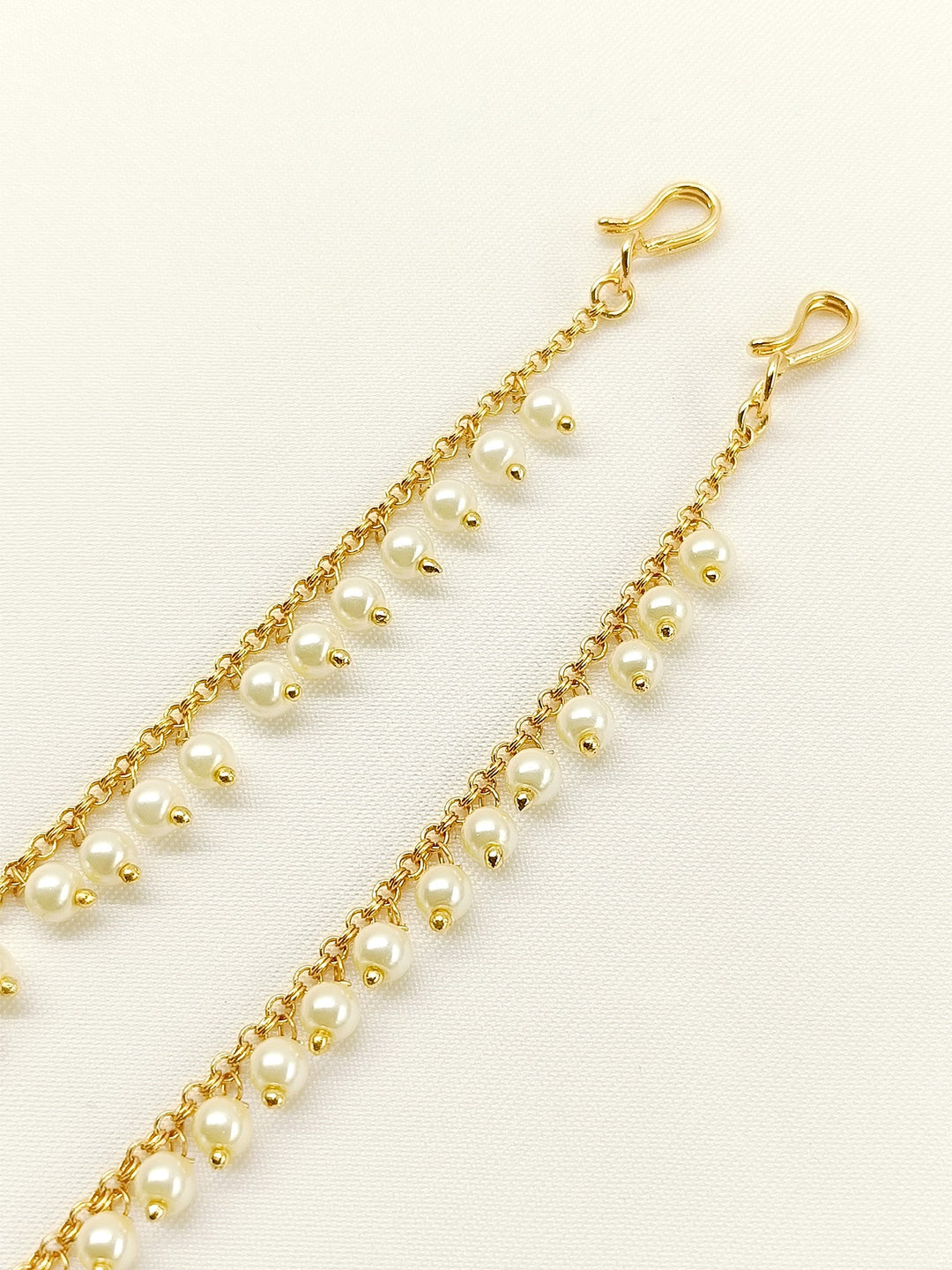 Dhwani Cream Gold Plated Ear Chain - qivii