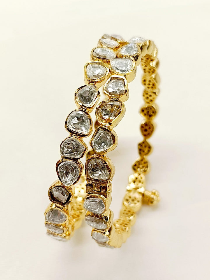 Maysha White Mossanite Polki Bangle - qivii