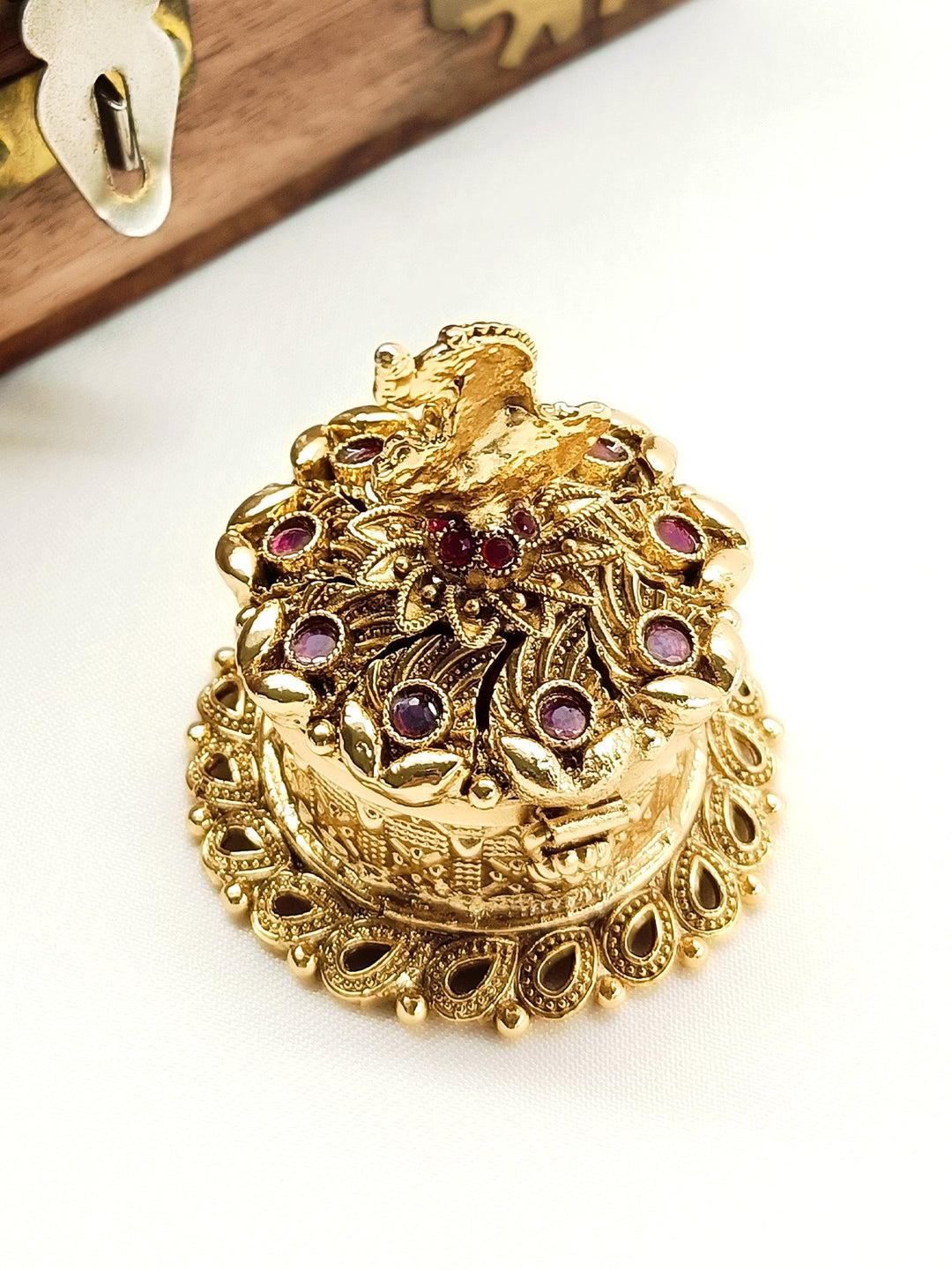 Pavitra Ruby Antique Temple Sindoor Dibbi - qivii