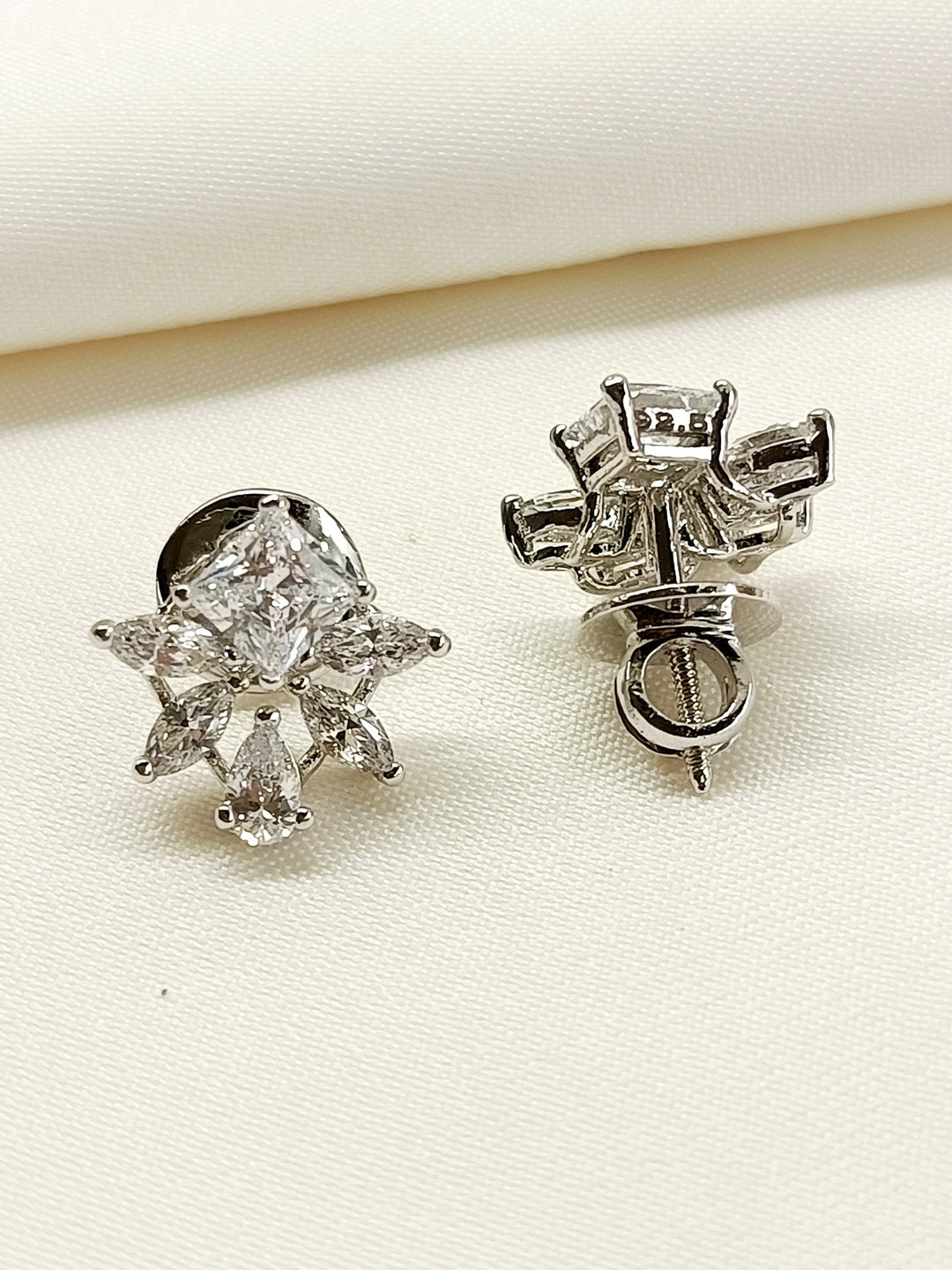 Riz 92.5 Silver Swarovski Stone Tops - qivii