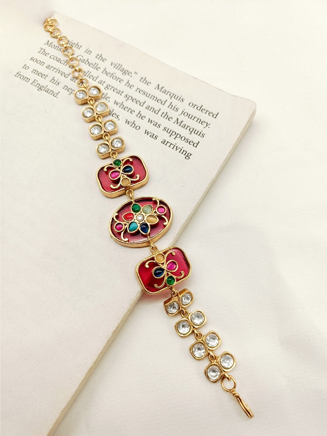 Vianshi Multi Colour Kundan Bracelet - qivii