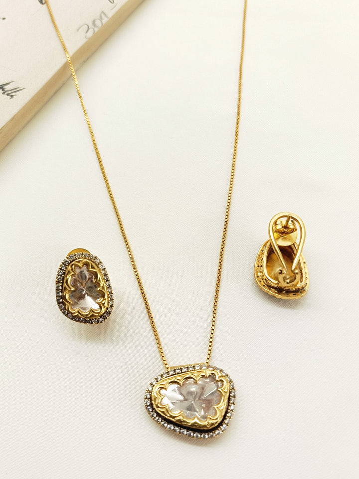 Delja 92.5 Silver Moissonite Pendant Set - qivii