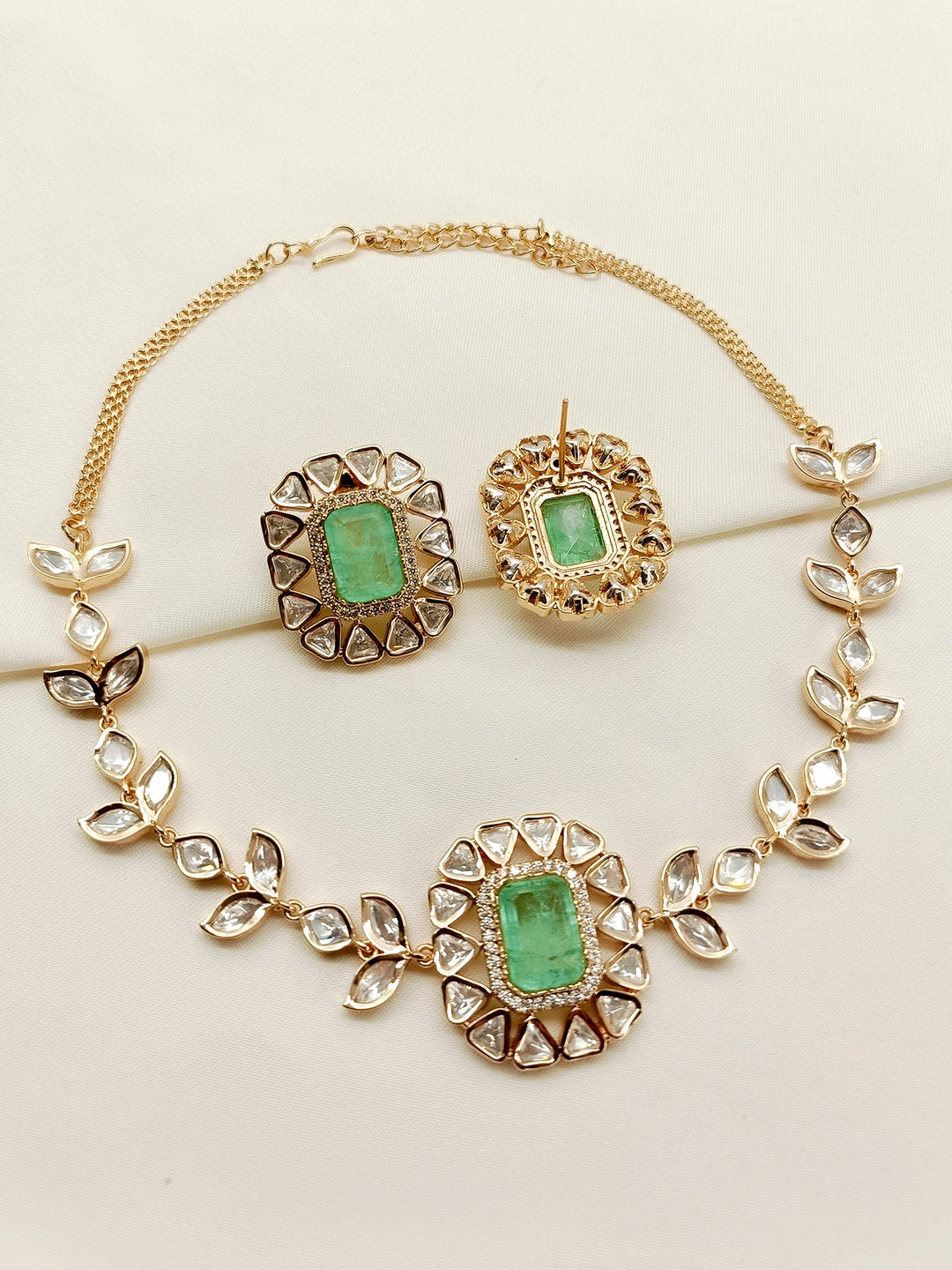 Johi Mint Green Kundan Choker Set - qivii