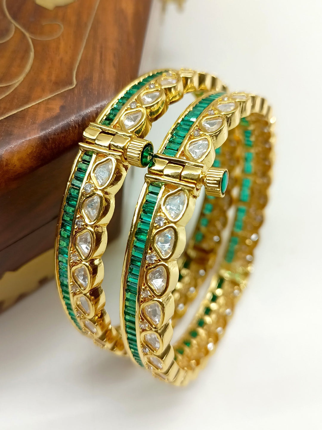 Katherine Green Kundan Bangle Pair - qivii