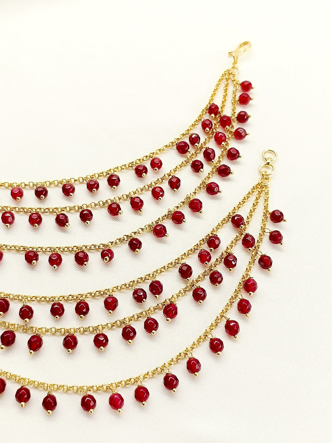 Adya Ruby Traditional Ear Chain - qivii