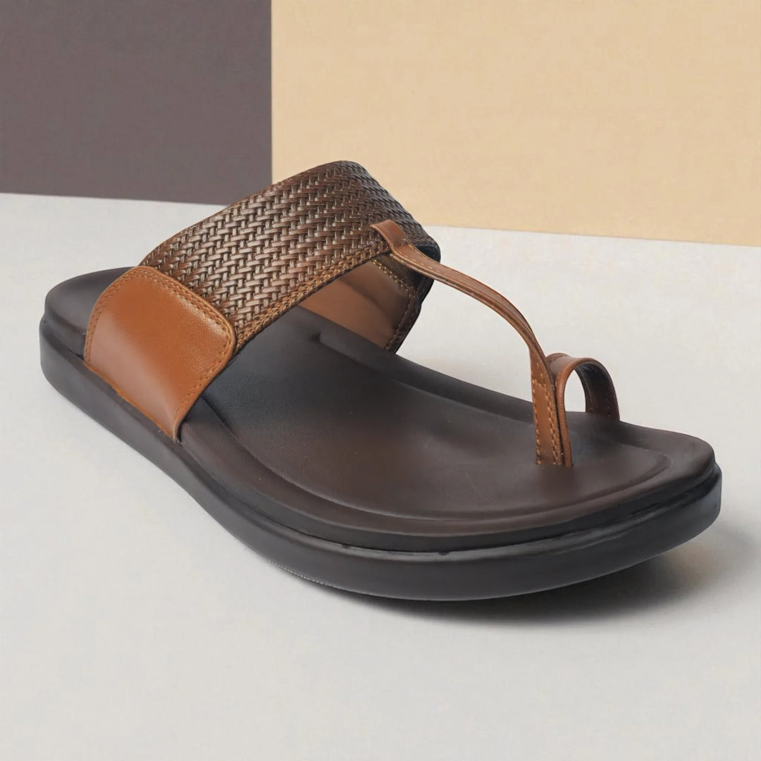 FRANKY GS5 Men's TAN Chappal/Flip flop/Slipper Chakhdi Style Chappal/Slipper Extra Soft Chappal/Slipper/ Ethnic Wear Leather Navratri Fashion Footwear. - qivii