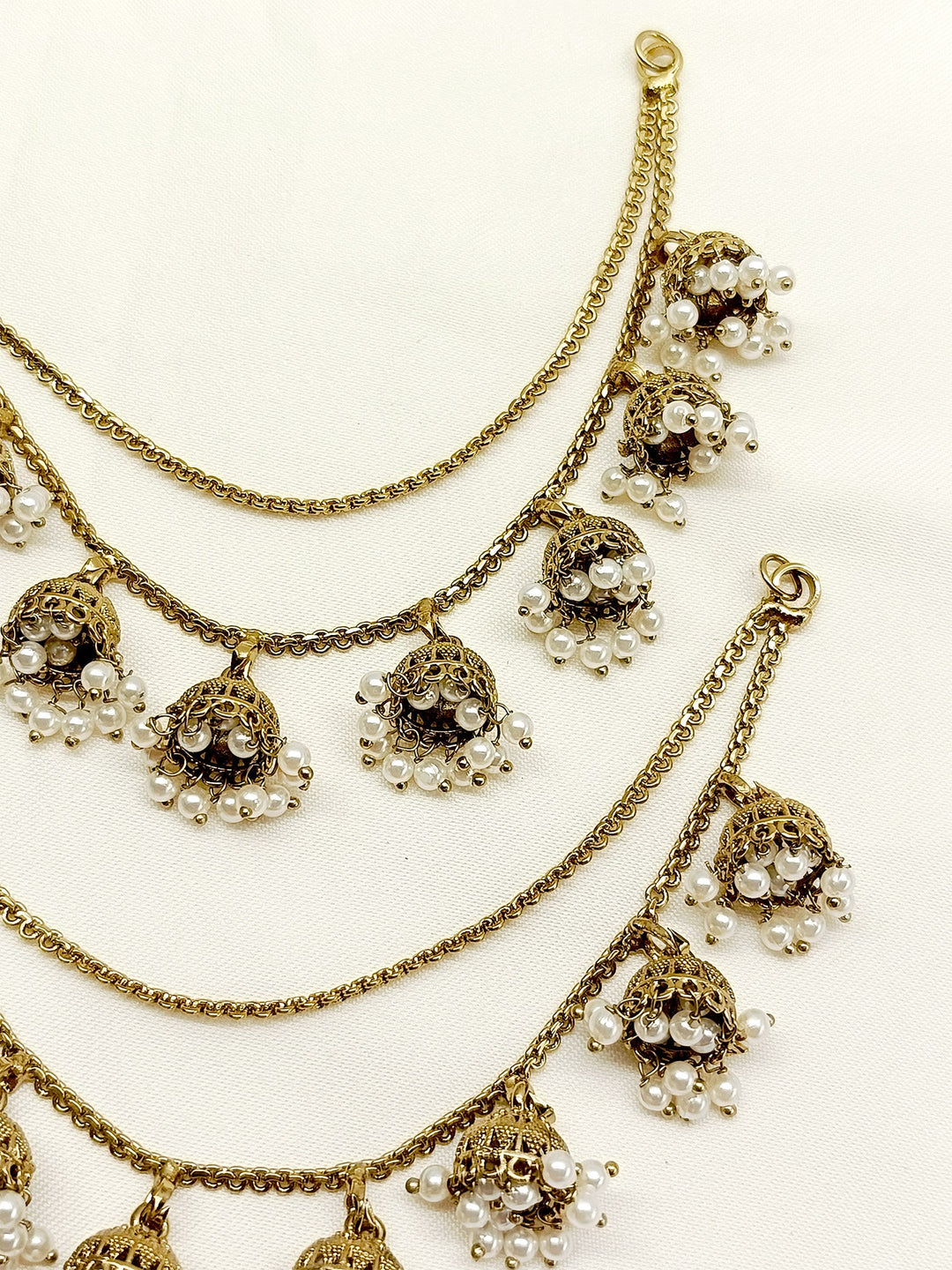 Maniya Cream Traditional Ear Chain - qivii