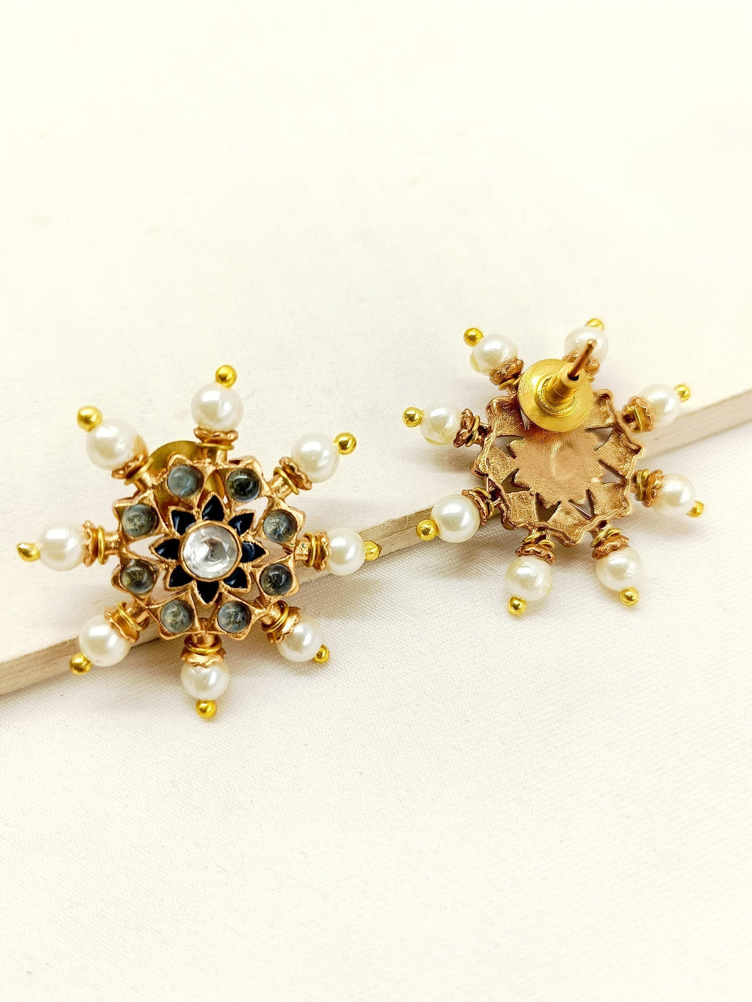  Elegant Kalpana Navy Blue Gold Plated Meenakari Tops with intricate meenakari work and stunning turquoise navy blue stones