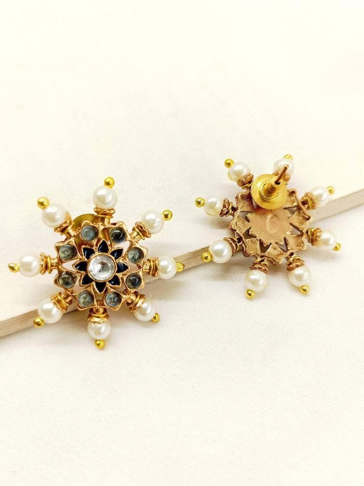  Elegant Kalpana Navy Blue Gold Plated Meenakari Tops with intricate meenakari work and stunning turquoise navy blue stones