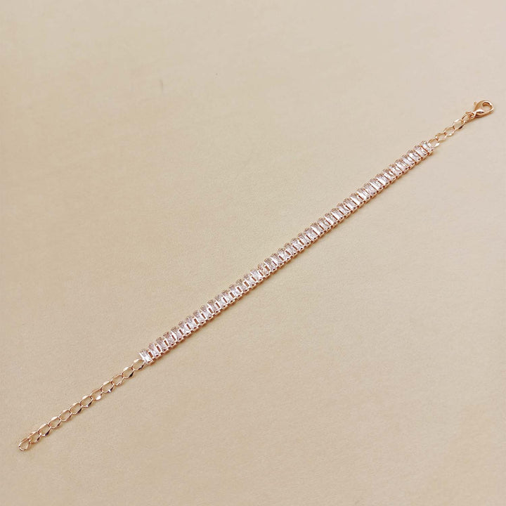 Taru American Diamonds Rose Plated Flexible Bracelet - qivii