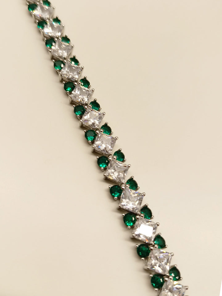Fluid Emerald American Diamond Bracelet - qivii