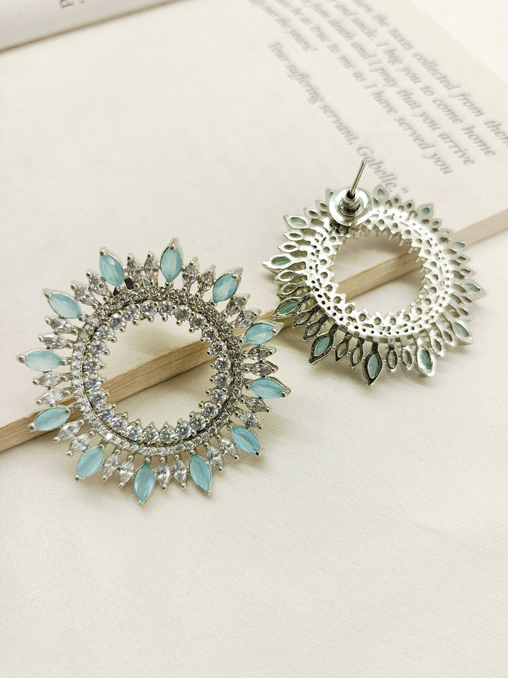 Beautiful Kayra Sky Blue American Diamond Silver Plated Tops for Women