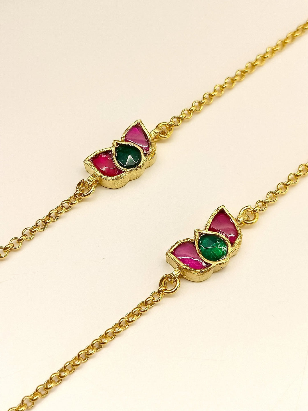 Waliya M & G Lotus Flower Kundan Anklet - qivii