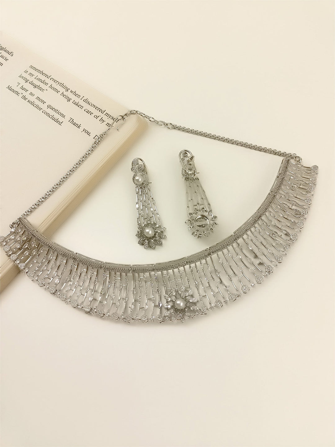 Jayu White American Diamond Set - qivii