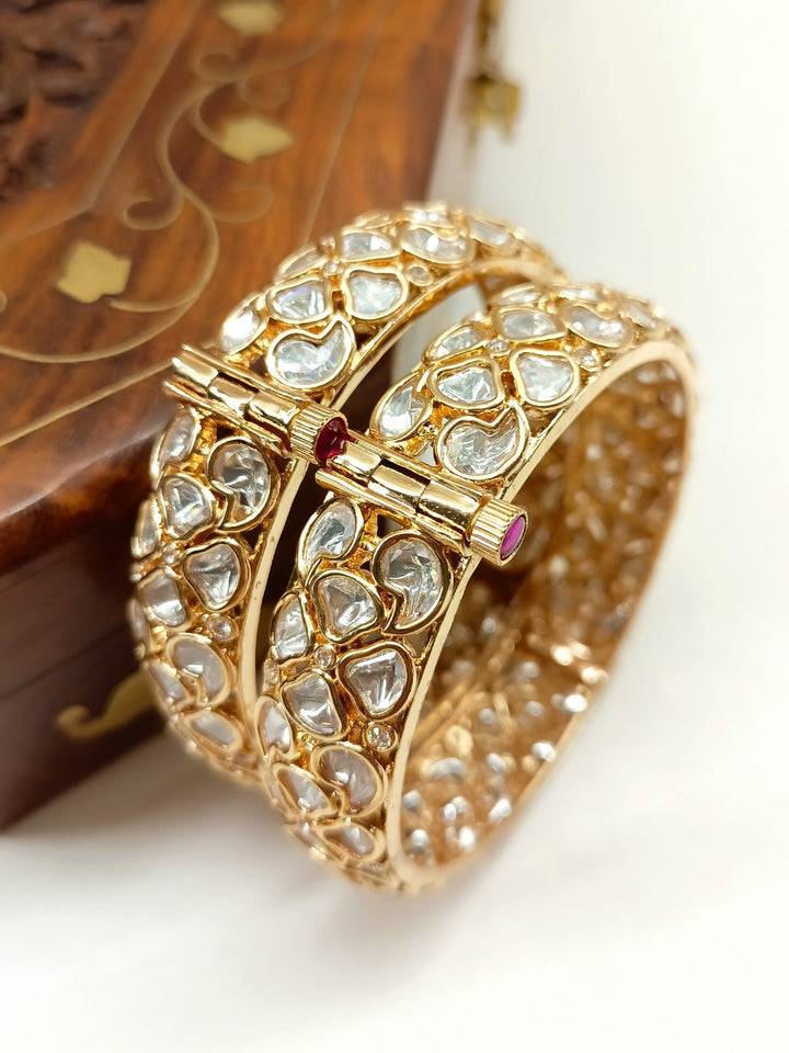 Lubna White Kundan Kada Set Of 2 - qivii