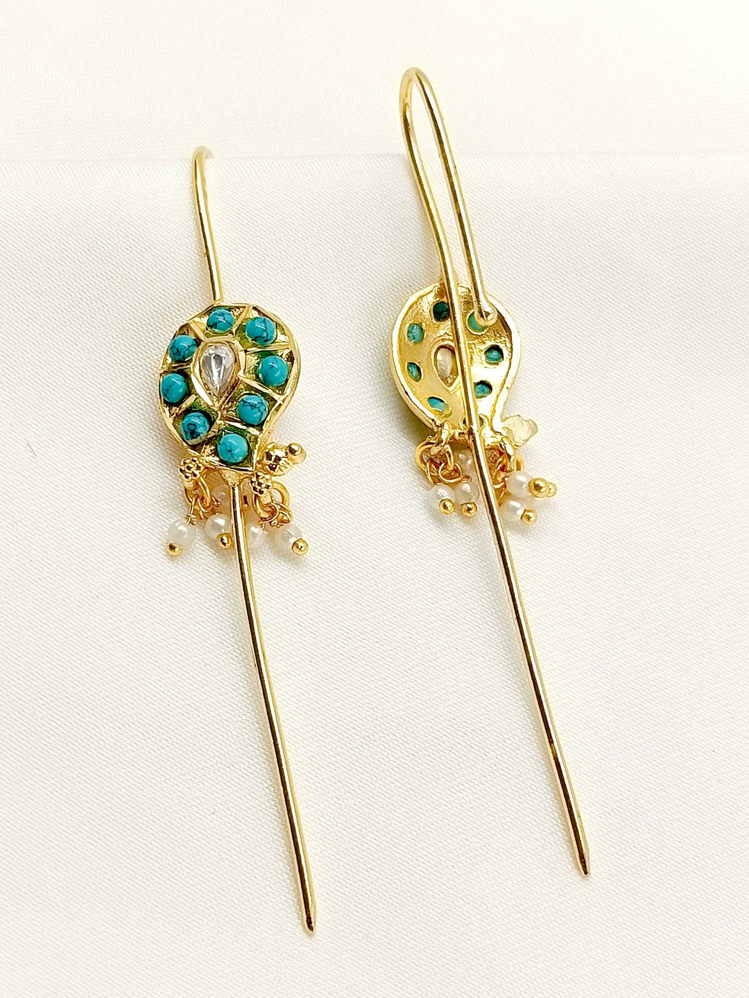 Baylee Firozi Gold Plated Kundan Ear Cuff [ Price is for Pair ] - qivii