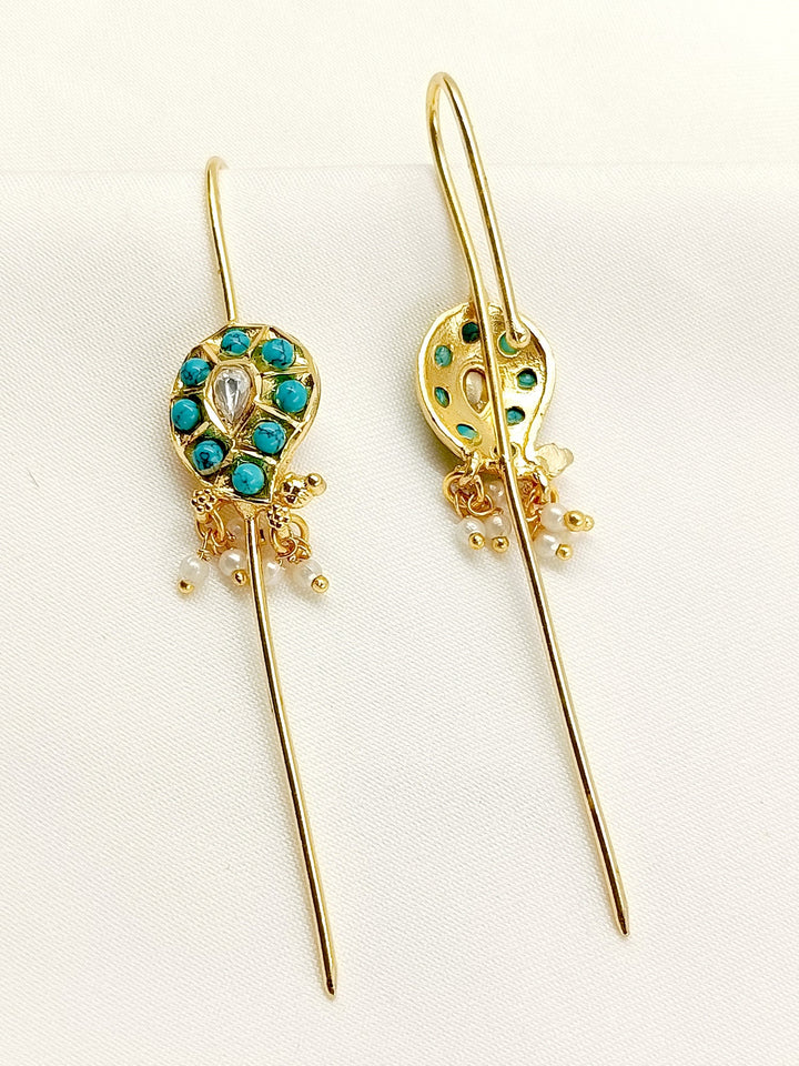 Baylee Firozi Gold Plated Kundan Ear Cuff [ Price is for Pair ] - qivii