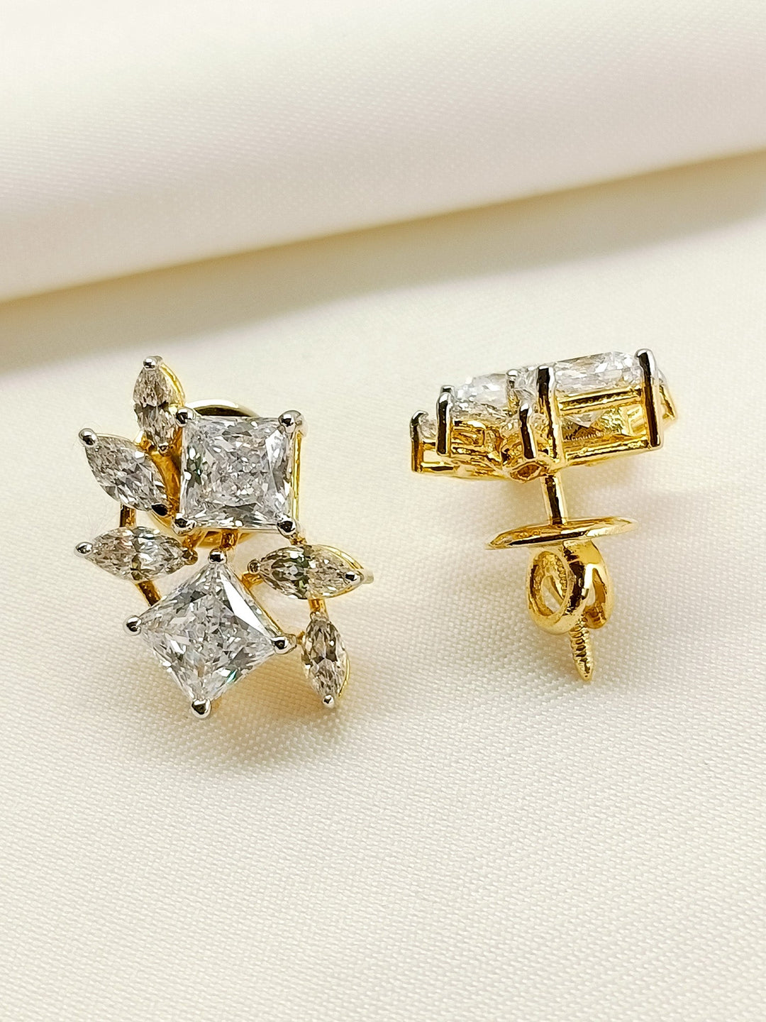 Aafreen 92.5 Silver Swarovski Stone Tops - qivii