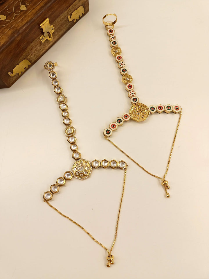 Keerthy Kundan Hathphool Set Of 2 - qivii