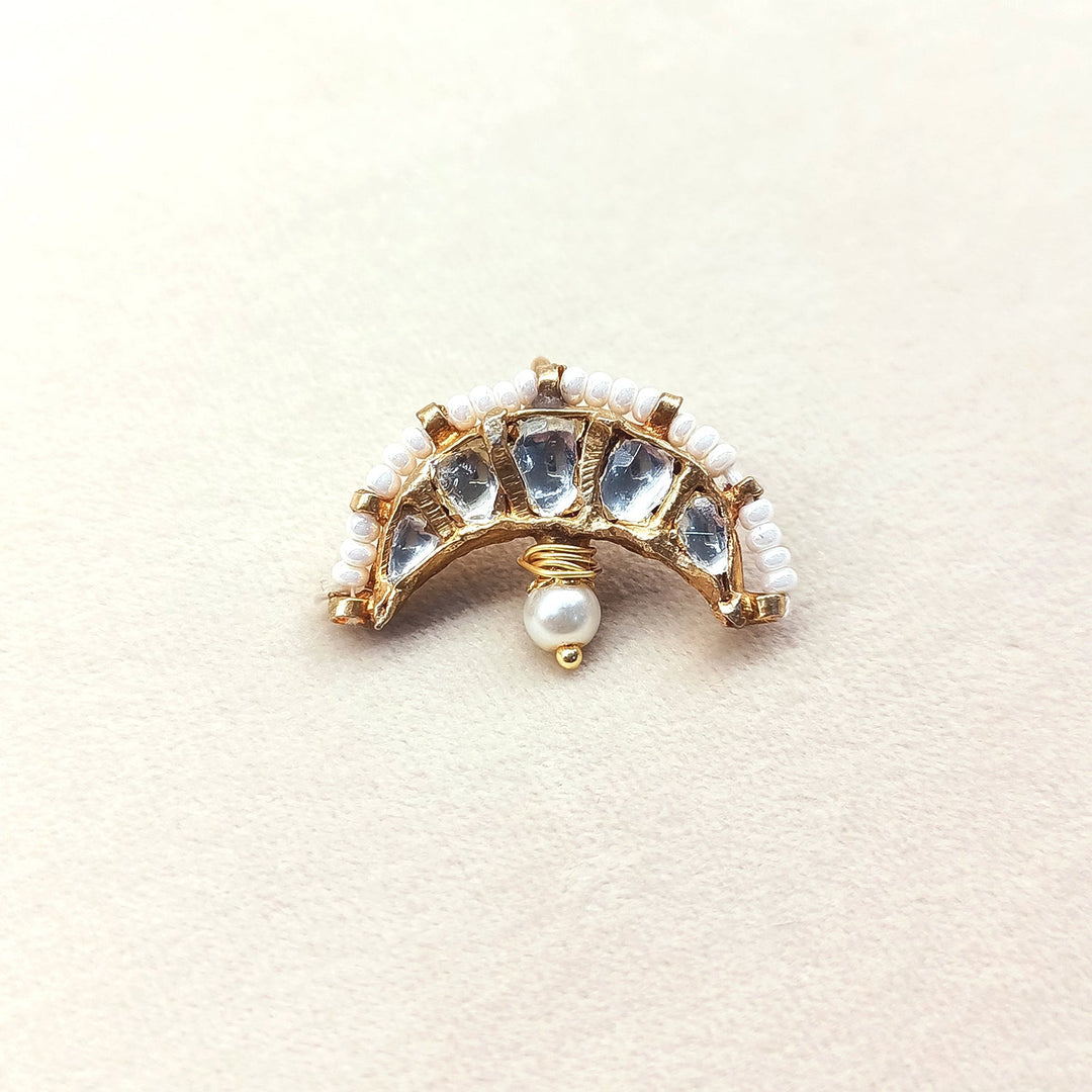 Bhavika Big White Gold Plated Kundan Ear Cuff [ Price is for Pair ] - qivii