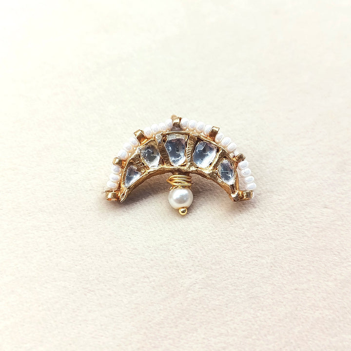 Bhavika Big White Gold Plated Kundan Ear Cuff [ Price is for Pair ] - qivii