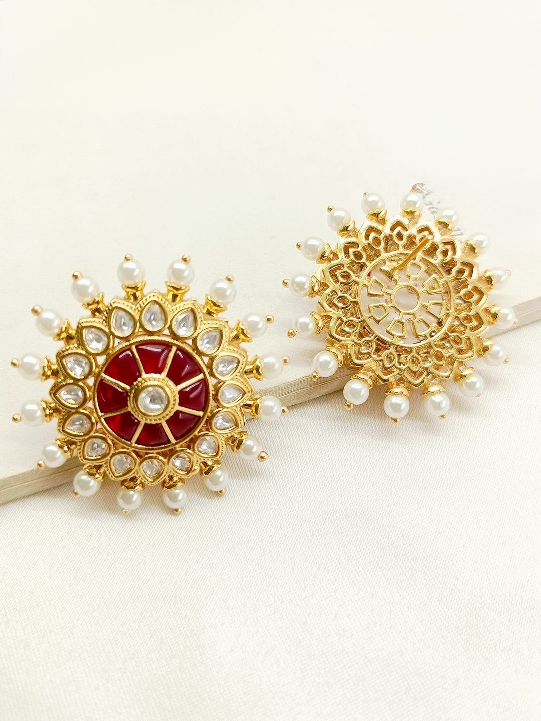 Kavita Maroon Gold Plated Kundan Tops - qivii