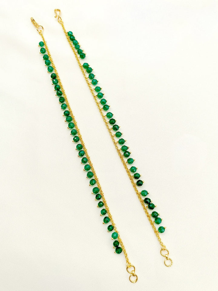Bhagyalaxmi Green Traditional Ear Chain - qivii