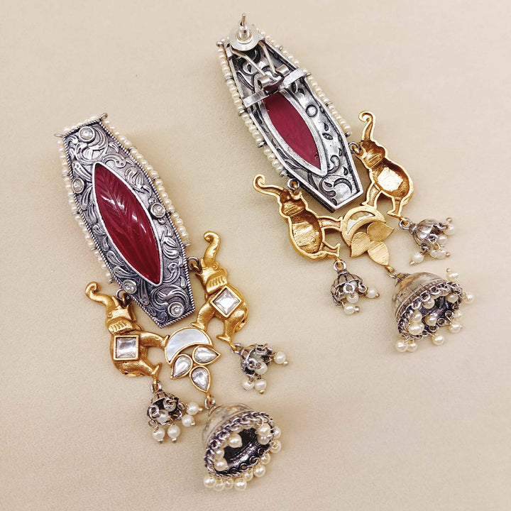 Beautiful Manushri Rose Pink Two Tone Polish Boutique Jhumki Earrings