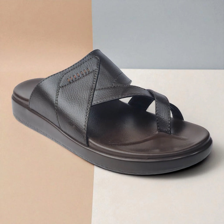 FRANKY GS44 Men's BROWN Chappal/Flip flop/Slipper Extra Soft Cushion Chappal/Slipper/ Ethnic Wear Leather Navratri Fashion Footwear. - qivii