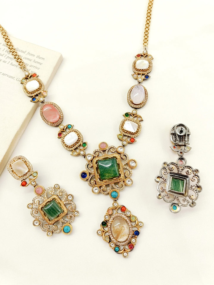 Vivian Multi Colour Boutique Necklace Set - qivii