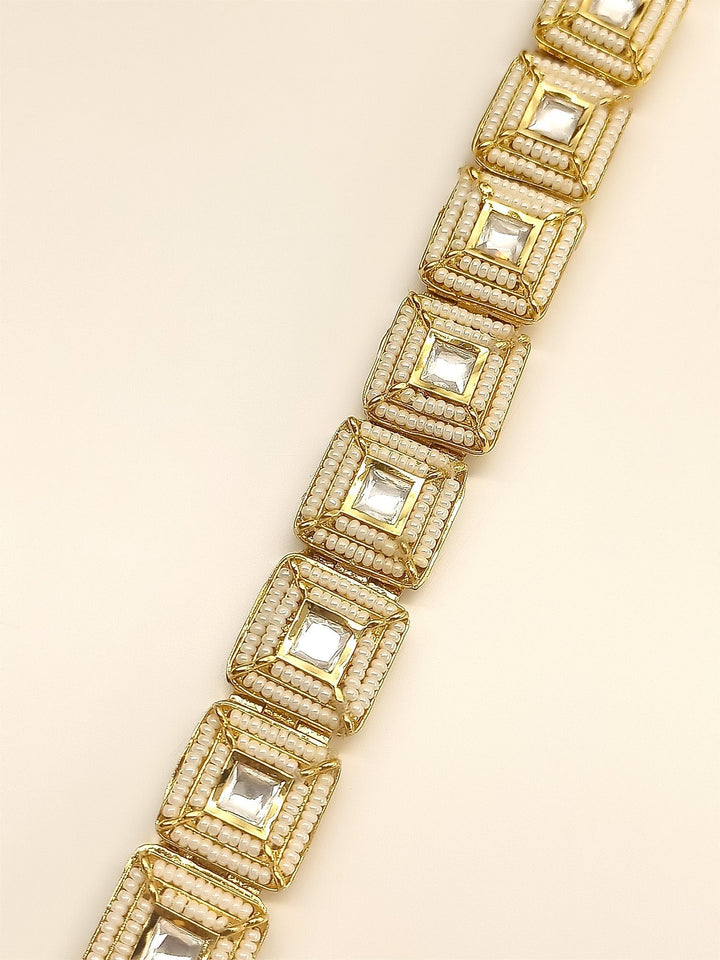 Aashi White Gold Plated Kundan Bracelet - qivii
