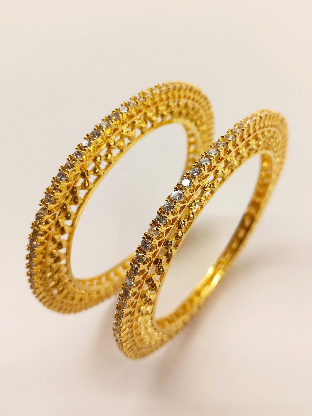 Medhul White American Diamond Bangles - qivii