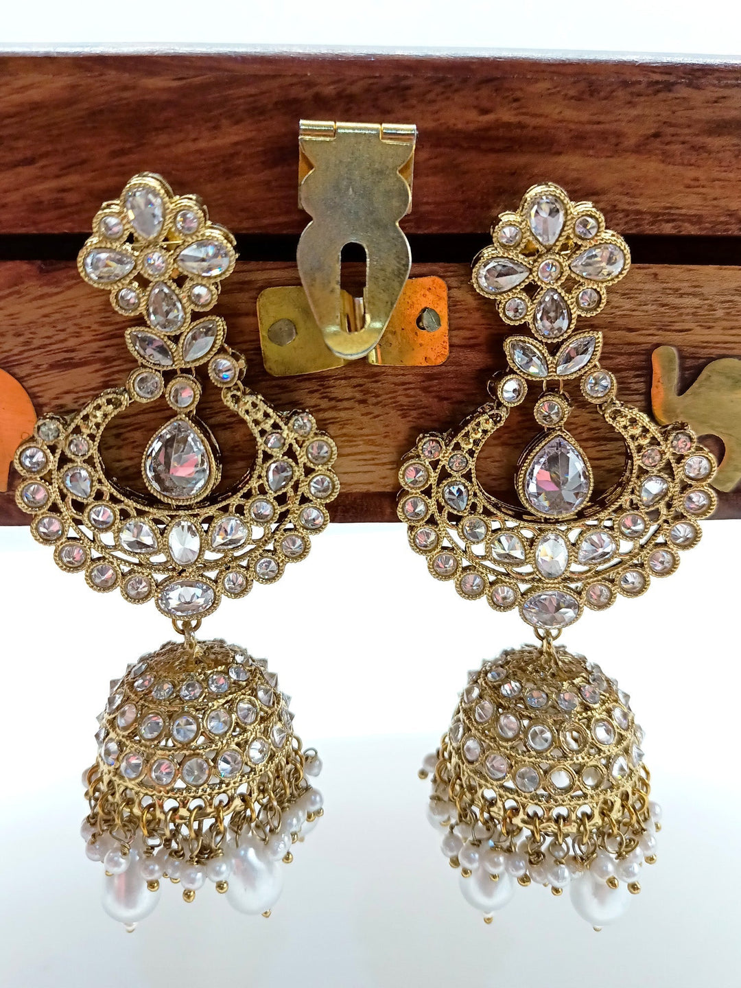 Edeline White Polki Jhumki - qivii