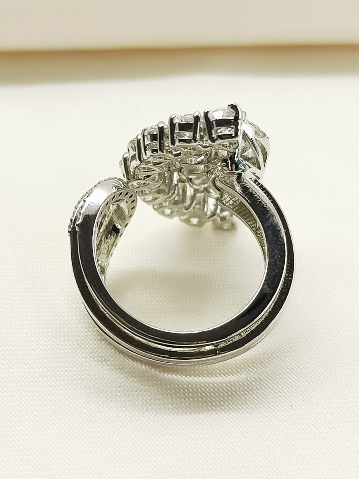 Selena 92.5 Silver American Diamond Finger Ring - qivii