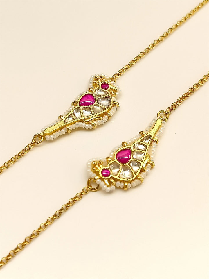 Mehtabh Rani Bird Kundan Anklet - qivii