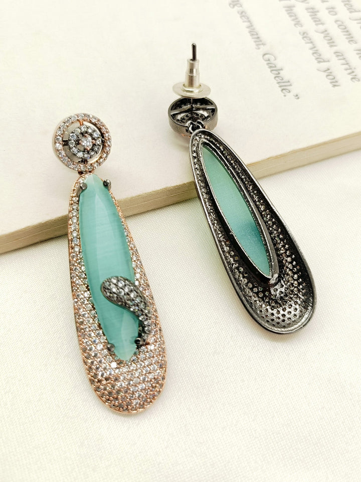 Khyati Diamond Work Light Green Victorian Earrings - qivii