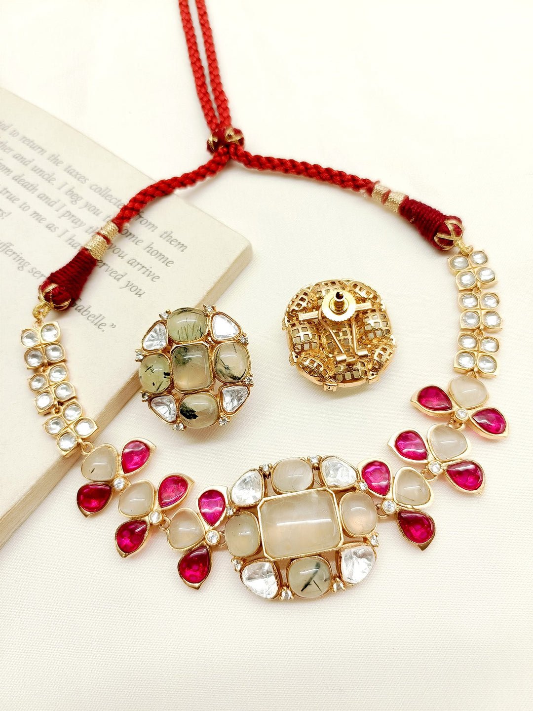 Shubhangi Multi Colour Kundan Choker Set - qivii