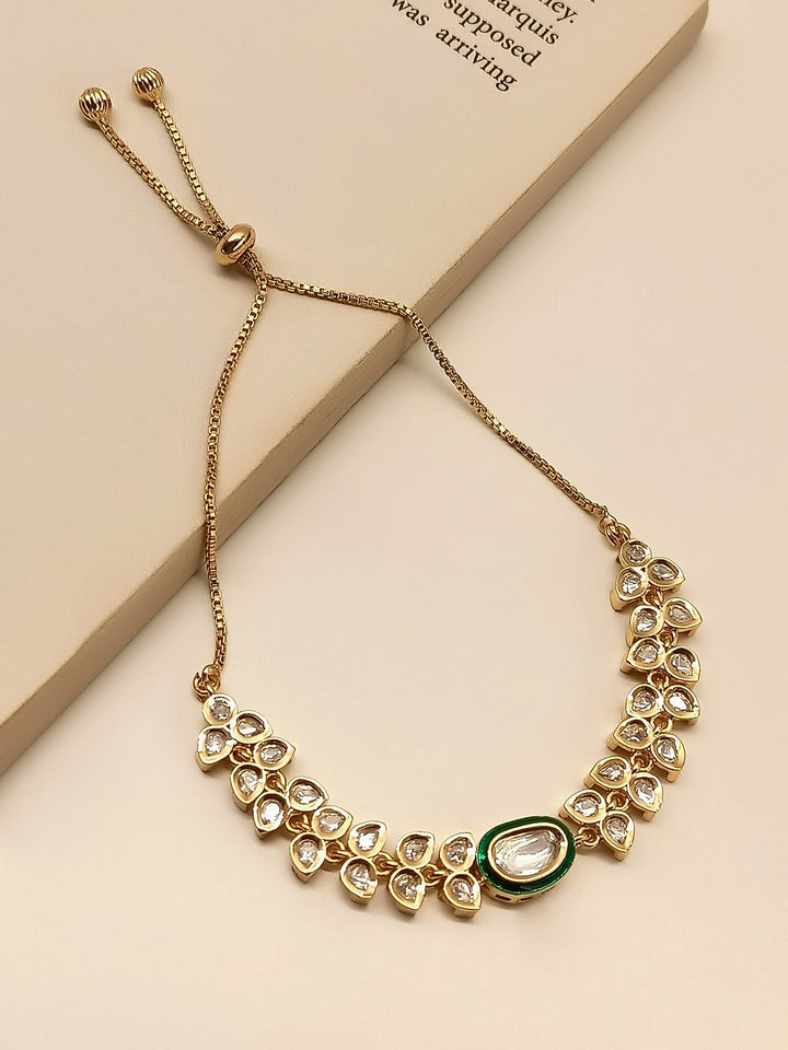 Carolina Delicate Green Kundan Bracelet - qivii