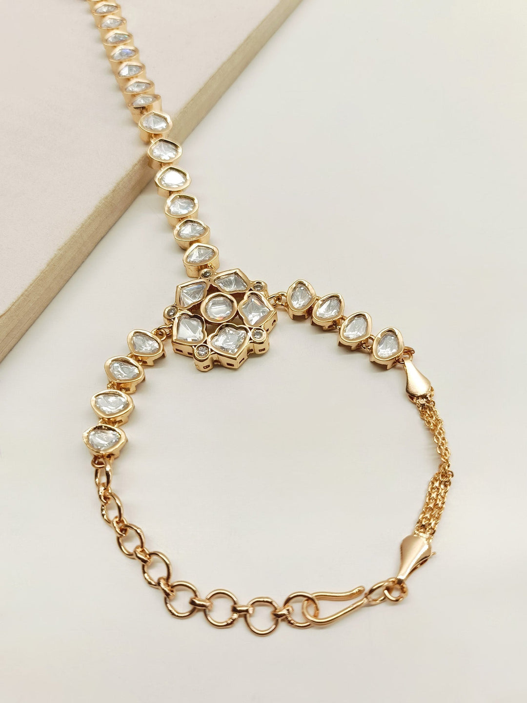 Minika White Kundan Hathphool - qivii