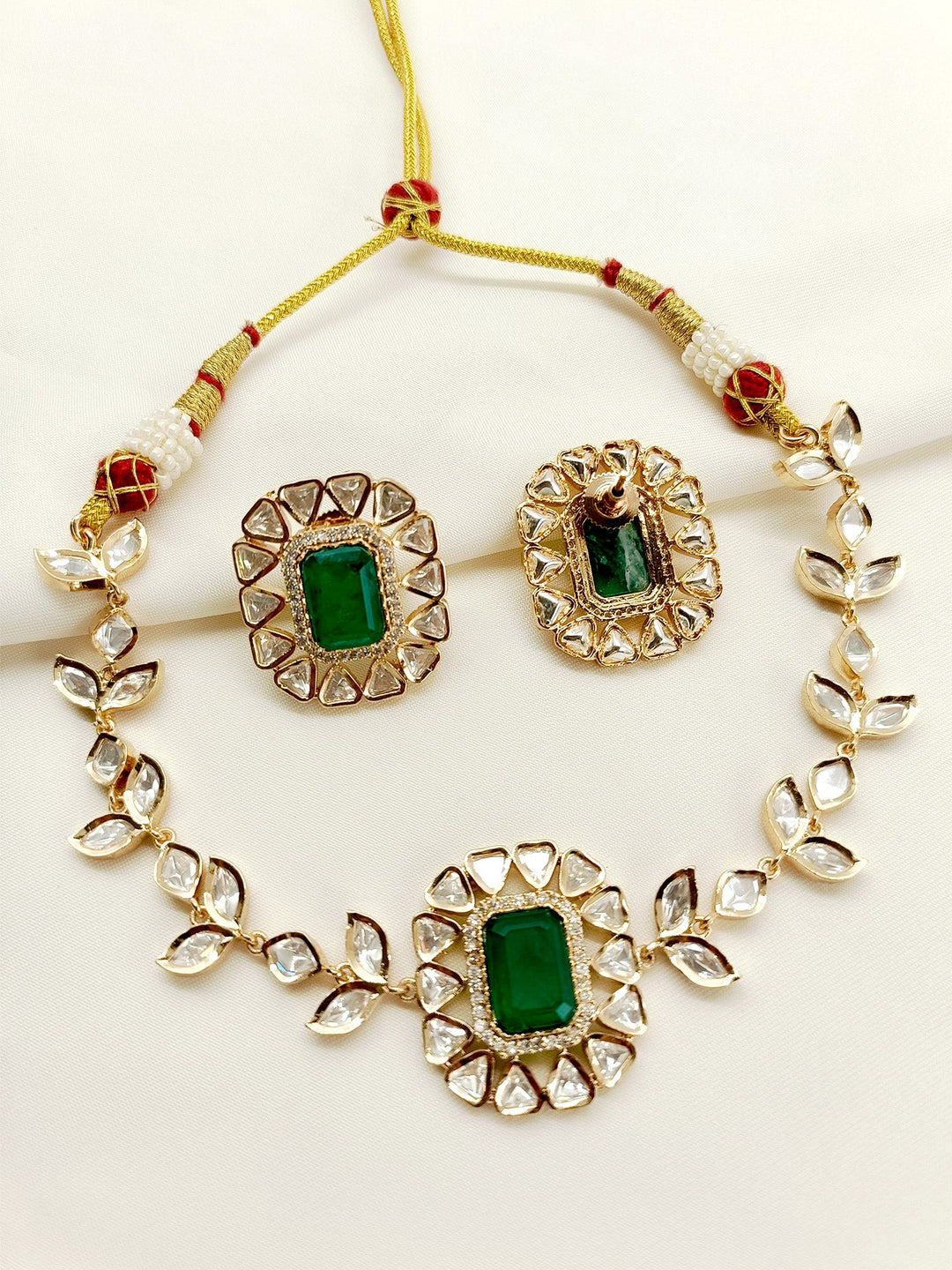 Indrani Green Kundan Choker Set - qivii