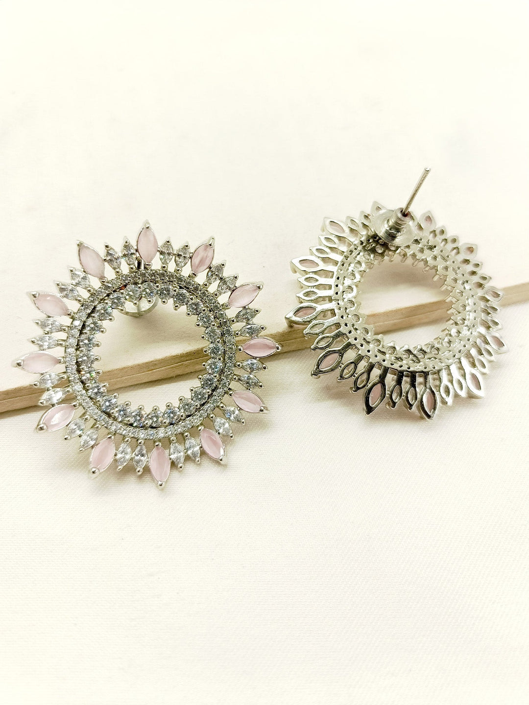 Kanchan Baby Pink American Diamond Silver Plated Tops - qivii