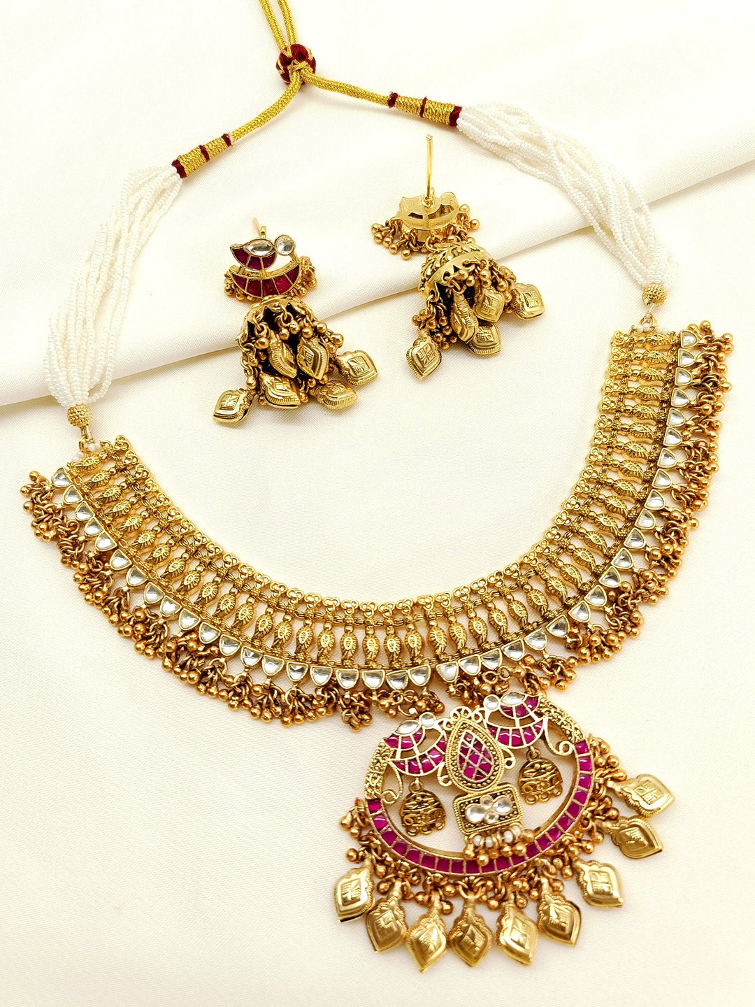 Eiravati Ruby Kundan Necklace Set - qivii