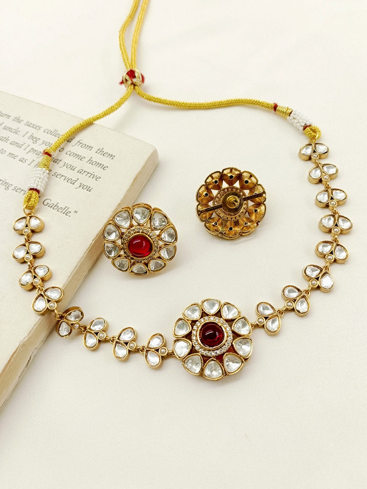 Mannat Maroon Kundan Choker Set - qivii