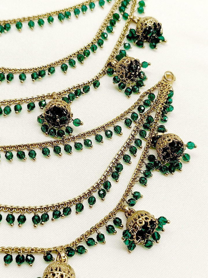 Bhavni Green Traditional Ear Chain - qivii