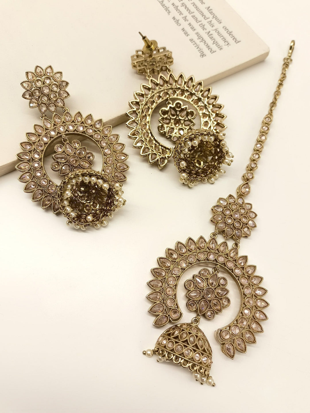 Gori Copper Polki Jhumki With Teeka - qivii