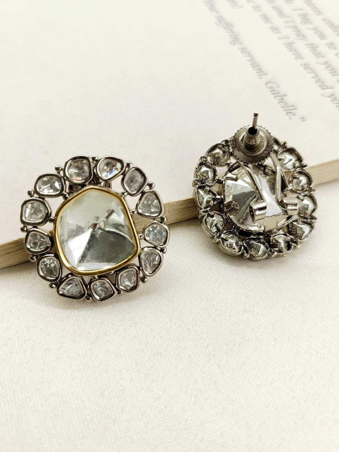  Elegant Maithily Diamond Work Rhodium Plated Victorian Tops with Gold and Silver Plated Brass Metal and Polkis 