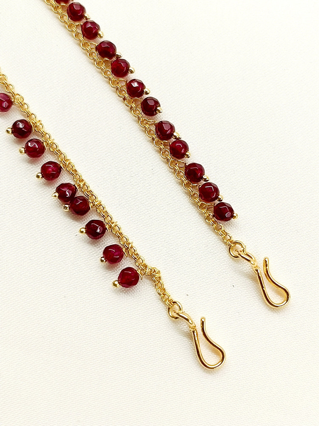 Pratigya Ruby Gold Plated Ear Chain - qivii